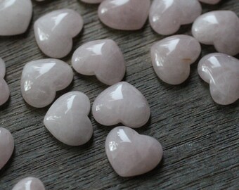 SET of 10 Rose Quartz Small Stone 17 mm Heart with Flat Back K351