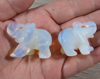 Opalite Elephant Figurine 1 inch + Shaped Stone