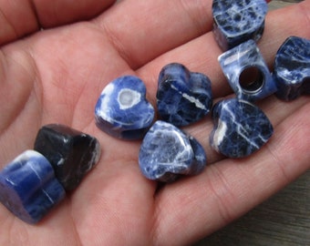 Sodalite Heart Bead Shaped 14 mm by 14 mm with Large Hole