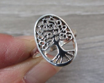 Tree of Life Ring Sterling Silver Large Oval Style Z69