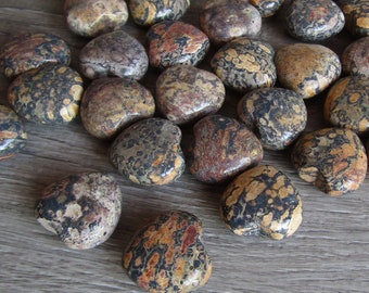 Leopard Skin Jasper Heart Puffy 25 mm Shaped Stone