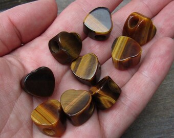 Tiger's Eye Heart Shaped Bead with a Large Hole