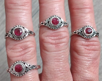 Ruby Sterling Silver Hippie Leaf Ring