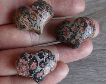 Leopard Skin Jasper Puffy Shaped 25 mm Heart K65