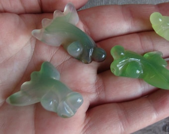 Green Agate Goldfish Figurine