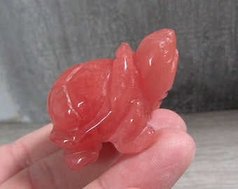 Cherry Quartz Turtle Stone Figurine Fig42