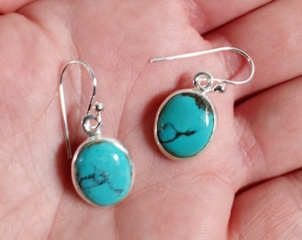 Turquoise Earring Oval Sterling Silver 925