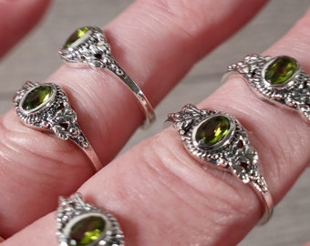 Peridot Ring Sterling Silver 925 Earthy Dainty