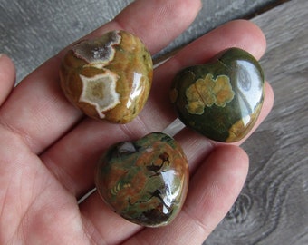 Rhyolite Rainforest Jasper Heart Stone 25 mm Crystal