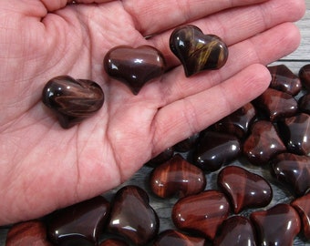 Red Tiger's Eye Heart Puffy 25 mm Shaped Stone