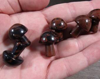 Mahogany Obsidian Small Fairy Mushroom F185