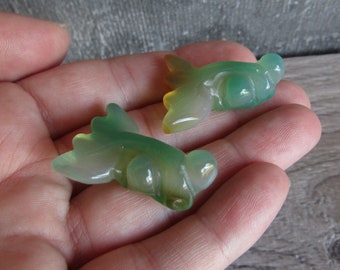 Green Agate Goldfish Figurine F147