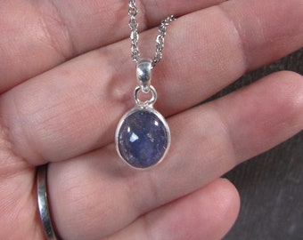 Tanzanite Sterling Silver Pendant with Stainless Steel Chain P56