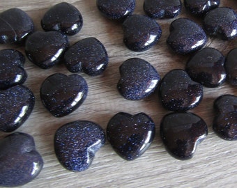 Blue Goldstone Puffy 25 mm Heart K93