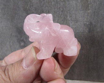 Rose Quartz Elephant Stone 1 inch Figurine Fig 25