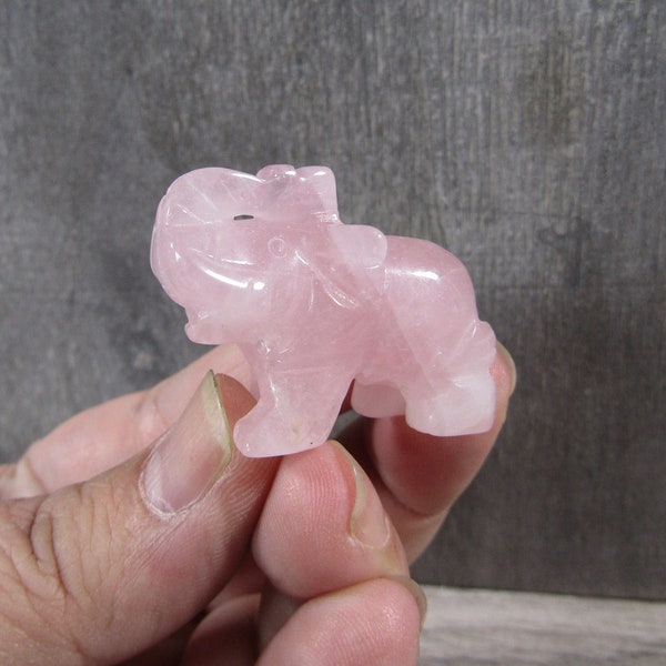Rose Quartz Elephant Stone 1 inch Figurine Fig 25