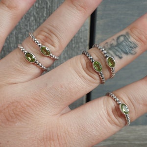 Peridot Ring Sterling Silver Stacking Simple Oval