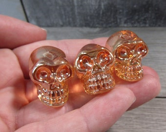 Tangerine Aura Glass Small Skull F313