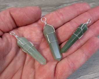 Aventurine Double Terminated Wire Wrap Pendant P10