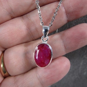 Ruby Sterling Silver Pendant with Stainless Steel Chain P72