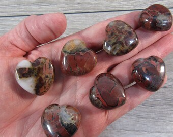 Brecciated Red Jasper Puffy 25 mm Heart C43