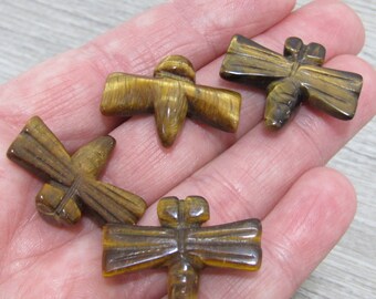 Tiger's Eye Dragonfly Stone Shaped Figurine