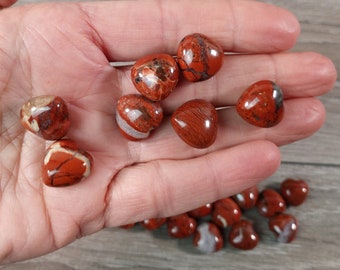 Brecciated Red Jasper Small Stone Shaped Puffy 15 mm Heart K241A