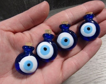 Evil Eye Glass Stash Bottle with Cork Lid Q37