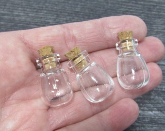 Mini Glass Stash Bottle with Cork Lid Round Q30