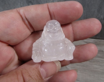 Snow Quartz Happy Buddha Stone Figurine Fig 141