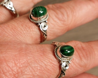 Malachite Ring Sterling Silver 925 Vintage Double Swirl