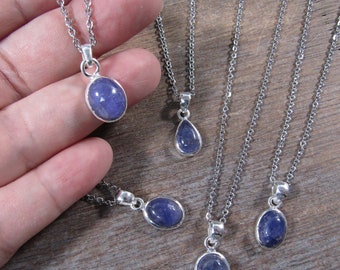 Tanzanite Sterling Silver Pendant with Stainless Steel Chain P18