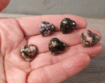 Rhodonite Small Stone Shaped Puffy 15 mm Heart K253