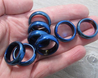 Blue Hematite Ring 21 mm Size 7 Approx M103