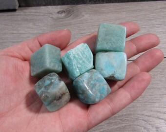 Amazonite Tumbled Stone Cubic Style 0.75 inch + Crystal