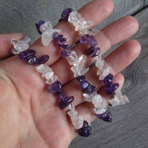 Amethyst and Clear Quartz Chip Bracelet G41