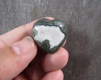 Moss Agate Heart 25 mm Shaped Stone