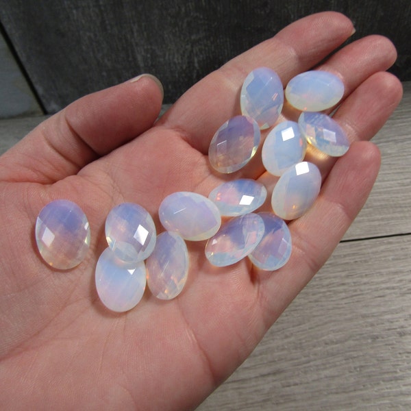 Opalite Small Faceted Oval Crystal Cabochon 12 x 18 mm Shaped Stone