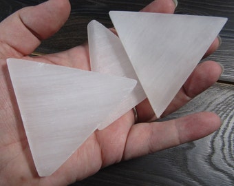 Selenite Triangle  Charging Plate Flat 2.12 inch Shaped Stone
