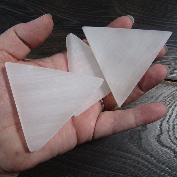 Selenite Triangle  Charging Plate Flat 2.12 inch Shaped Stone