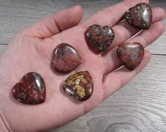 Leopard Skin Jasper Stone Flat 25 mm Heart K309