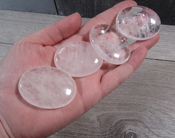 Clear Quartz Flat Oval Palm Stone