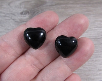 Obsidian Stone Puffy 15 mm Heart