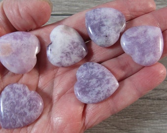 Lepidolite Flat 25 mm Gemstone Heart K195 B