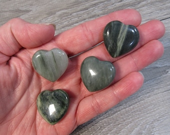 Green Hair Jasper Stone Puffy 25 mm Heart K9