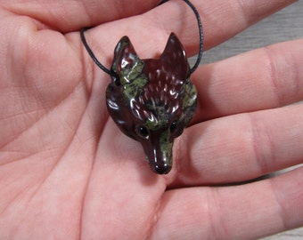 Dragon Bloodstone Fox Head Bead Stone Shaped Figurine