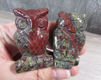 Dragon Bloodstone Owl Figurine 2 inch approx Crystal