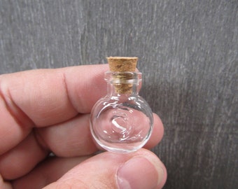 Mini Glass Stash Bottle with Cork Lid Round