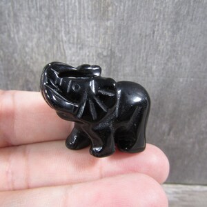 Obsidian Elephant 1 inch Figurine Shaped Stone image 5