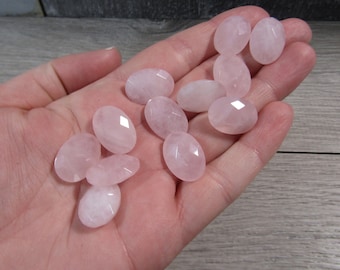Rose Quartz Small Faceted Oval 12 mm by 18 mm Crystal